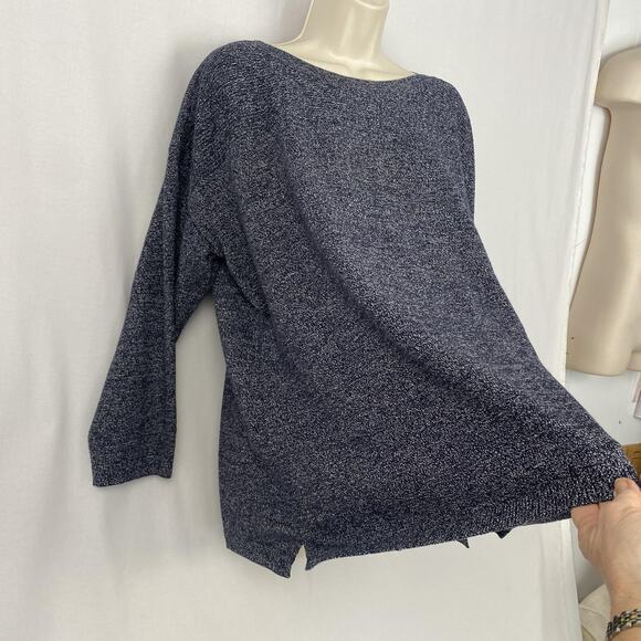 Talbots Sweater Womens 2X Petite Blue Marled Button Shoulder Boat Neck 2XP - Picture 4 of 11